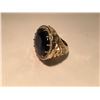 Image 2 : LADIES 14KT YELLOW GOLD CUSTOM MADE & HAND FINISHED SAPPHIRE & DIAMOND RING. SET WITH ONE OVAL