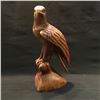 Image 2 : HAND CARVED SOAP STONE SCULPTURE OF A PERCHED BALD EAGLE, 20'' H, CARVED BY HOWARD MOOSE