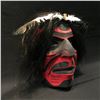 Image 2 : EMIL THIBERT, 'WARRIOR' HAND CARVED CEDAR WITH HORSE HAIR AND FEATHER ACCENTS ,SOULTEAUX NATION