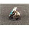 Image 2 : COREY LAROCQUE, 'SPLIT RAVEN' HAIDA DESIGN RING WITH MORENCI TURQUOISE CUSTOM CUT BEZEL, WITH SPLIT
