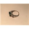 Image 2 : LADIES 14KT WHITE GOLD DIAMOND AND EMERALD DRESS RING. SET WITH ONE MODIFIED OVAL GREEN NATURAL