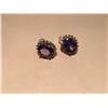 Image 1 : 14KT WHITE GOLD GEMSTONE DIAMOND EARRINGS, SET WITH  ONE ROUND BRILLIANT CUT BLUE-VIOLET TANZANITE