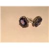 Image 2 : 14KT WHITE GOLD GEMSTONE DIAMOND EARRINGS, SET WITH  ONE ROUND BRILLIANT CUT BLUE-VIOLET TANZANITE