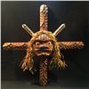 Image 1 : BRAD BAZILLE, 'SUN MASK' HAND CARVED CEDAR MASK WITH ABALONE INLAY AND CEDAR STRIP ACCENTS, 44''