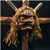 Image 2 : BRAD BAZILLE, 'SUN MASK' HAND CARVED CEDAR MASK WITH ABALONE INLAY AND CEDAR STRIP ACCENTS, 44''