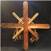 Image 3 : BRAD BAZILLE, 'SUN MASK' HAND CARVED CEDAR MASK WITH ABALONE INLAY AND CEDAR STRIP ACCENTS, 44''
