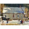 Image 3 : 'BACKYARD HOCKEY' 12"X16" OIL BY RON HEDRICK