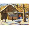 Image 3 : 'KEEPING THE HOME FIRES BURNING'  8"X10" OIL BY RON HEDRICK