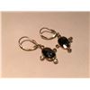 Image 1 : 14KT YELLOW GOLD DIAMOND DANGLE EARRINGS .SET WITH A BLACK NATURAL DIAMOND IN A MODIFIED