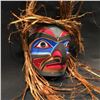 Image 2 : MELANIE CLOUTIER, 'HAWKMAN' HAND CARVED CEDAR MASK WITH CEDAR STRIP ACCENTS, KIL WAT NATION,