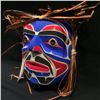 Image 3 : EMIL THIBERT, ''MOON MASK', HAND CARVED CEDAR WITH CEDAR STRIPS AND FEATHERS , SOULTEAUX NATION