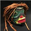 Image 2 : EMIL THIBERT, 'FROG' MASK HAND CARVED CEDAR WITH CEDAR STRIPS SOULTEAUX NATION 12''H X 15'' W