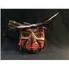 Image 1 : MELANIE CLOUTIER, 'HAWKMAN' HAND CARVED CEDAR MASK WITH HORSE HAIR AND FEATHER ACCENTS, KIL WAT