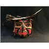 Image 1 : MELANIE CLOUTIER, 'HAWKMAN' HAND CARVED CEDAR MASK WITH HORSE HAIR AND FEATHER ACCENTS, KIL WAT