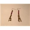 Image 1 : PAIR OF 14KT YELLOW GOLD HAND FASHIONED LADIES DROP STYLE EARRINGS SET WITH MULTI-COLOURED FANCY