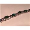 Image 2 : LADIES .925 STERLING SILVER SOLID WIDE FANCY LINK CLAW SET COLOMBIAN EMERALD AND RUBY BRACELET