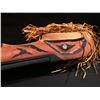 Image 2 : BRAD BAZILLE 'HAU HAU' DANCE MASK HAND CARVED CEDAR WITH ABALONE EYES AND CEDAR STRIP ACCENTS, 48''