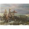 Image 3 : ACE POWELL, UNTITLED FRAMED ORIGINAL, 'NIGHT RIDER' SCENE, OIL ON CANVAS, 31'' X 26''