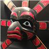 Image 2 : EMIL THIBERT, 'RAVEN SUN MASK' HAND CARVED CEDAR  SOULTEAUX NATION  52''H X 52''W