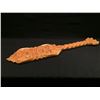 Image 1 : BRAD BAZILLE, CARVED WOODEN CEDAR PADDLE WITH ABALONE INSERTS 34''L