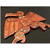 Image 2 : J. WOLF, HAND CARVED CEDAR 'THUNDERBIRD' PANEL, 13.5''W X 12''T