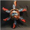 Image 1 : CARL SIMEON, 'EAGLE SUN MASK' HAND CARVED CEDAR MASK WITH ABALONE INLAY, CAPE MUDGE, B.C., 38''