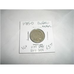 1915-D *EXTREMELY RARE KEY DATE* BUFFALO NICKEL BOOK VALUE $65.00+ *NICE EARLY VERY GOOD+ GRADE* NIC