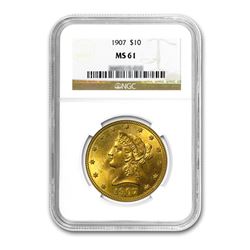 1907 $10 Liberty Gold Eagle NGC MS61