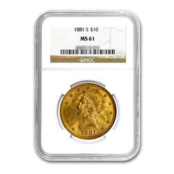 1881-S $10 Liberty Gold Eagle NGC MS61