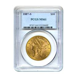 1887-S $10 Liberty Gold Eagle PCGS MS61