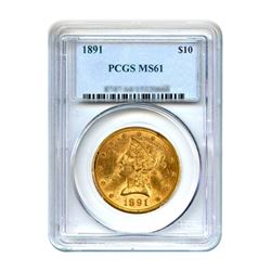 1891 $10 Liberty Gold Eagle PCGS MS61