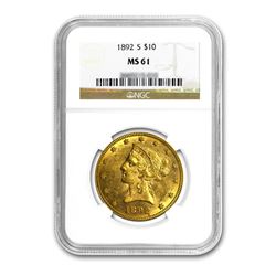 1892 $10 Liberty Gold Eagle NGC MS61