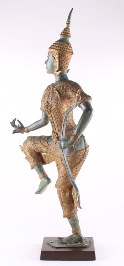 Thai Balinese Mythical Archer Parcel Gilt Accents To