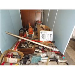 Misc. saws, wrenches, drills, pressure washer, Pneu. Pump, Hyd. Jack, Pump, LOCATION AND CONTACT INF