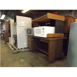 Misc. desks, tables, credenza, chairs, microwave, LOCATION AND CONTACT INFORMATION: AREA 3 Sharon No