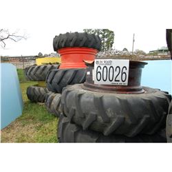 Misc. used tires and rims (2 each 12.4-24 R-1 Tractor, 3 each 18.4-30 Tractor, 2 each 18.4-38 Tracto