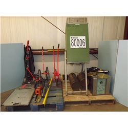 Misc. lab. Sifter, screens, dist. Measurer, camera, water bath, vacuum pump, Smart level, chain saw,