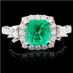 18K White Gold 1.35ct Emerald & 0.82ctw Diamond Ri