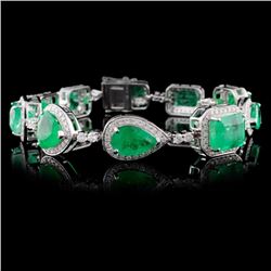 18K White Gold 18.94ct Emerald & 2.59ct Diamond Br