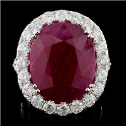 18K White Gold 15.55ct Ruby & 3.34ct Diamond Ring