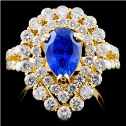 18K Y Gold 2.18ct Sapphire & 1.91ct Diamond Ring