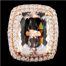 14K Gold 16.51ct Morganite & 2.05ctw Diamond Ring