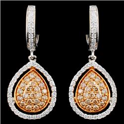 14K Gold 0.76ctw Fancy Color Diamond Earrings