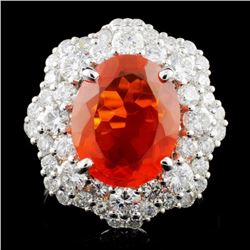 18K Gold 3.15ct Fire Opal & 2.05ctw Diamond Ring