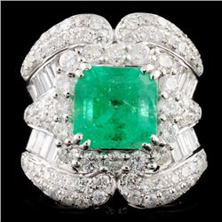 18K Gold 3.16ct Emerald & 2.95ctw Diamond Ring