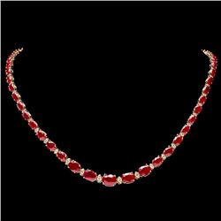 `14k Gold 30ct Ruby 1.60ct Diamond Necklace