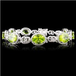 14K Gold 16.40ct Peridot & 2.75ctw Diamond Bracele