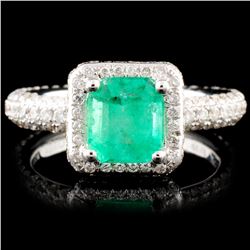 18K Gold 1.10ct Emerald & 1.24ctw Diamond Ring