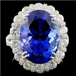 14K White Gold 11.05ct Tanzanite & 2.35ct Diamond