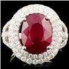 Image 1 : 14K Gold 5.57ct Ruby & 1.49ctw Diamond Ring
